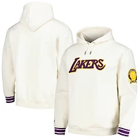 Men's Mitchell & Ness Cream Los Angeles Lakers Chainstitch Felt Pullover Hoodie