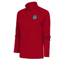 Women's Antigua  Red Atlanta United FC Brushed Metallic Tribute Half-Zip Top