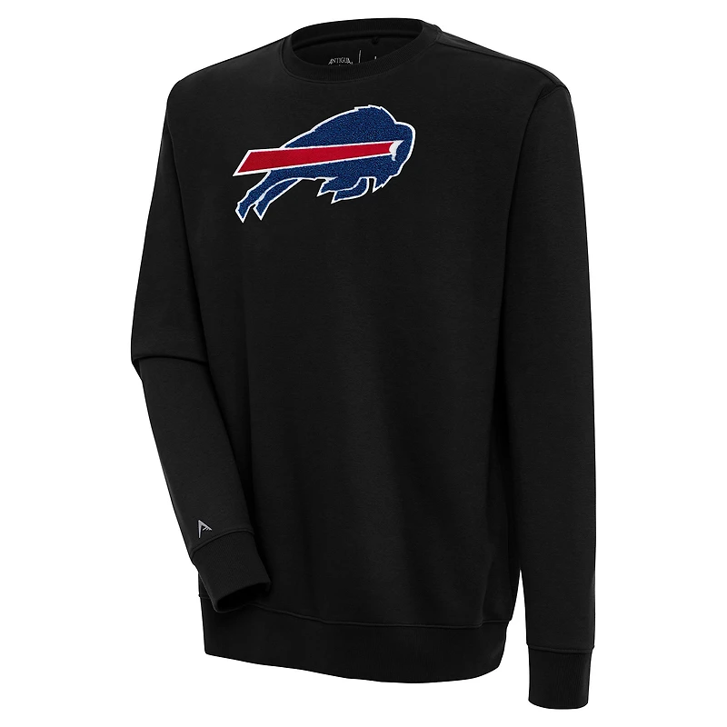 Men's Antigua Black Buffalo Bills Victory Crewneck Pullover Sweatshirt