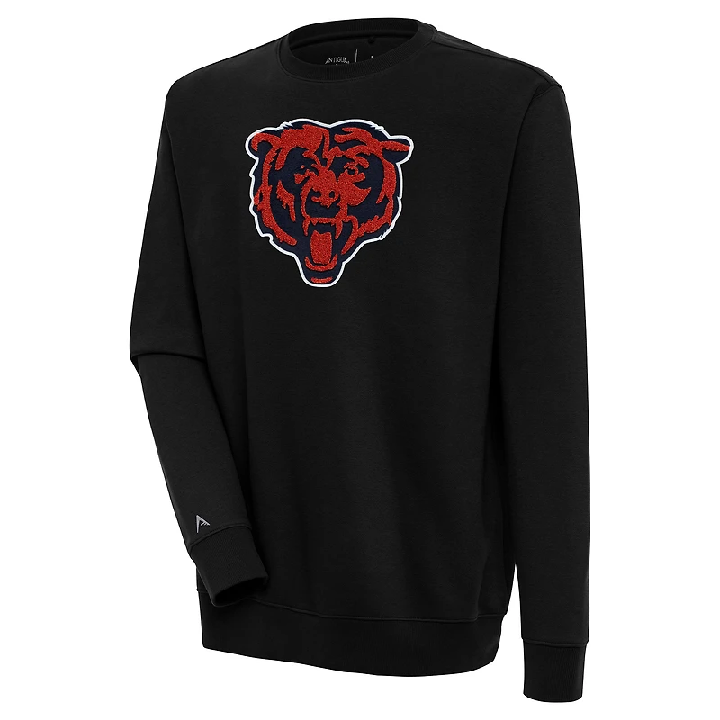Men's Antigua  Black Chicago Bears Victory Crewneck Pullover Sweatshirt