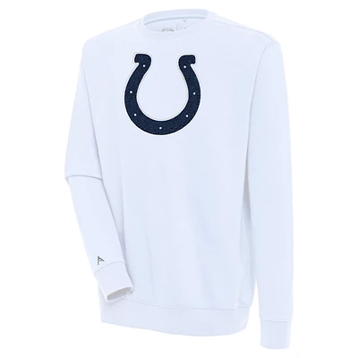 Men's Antigua  White Indianapolis Colts Victory Crewneck Pullover Sweatshirt
