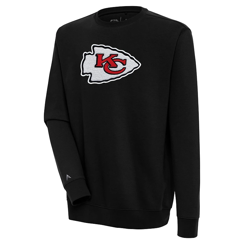 Men's Antigua  Black Kansas City Chiefs Victory Crewneck Pullover Sweatshirt