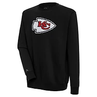 Men's Antigua  Black Kansas City Chiefs Victory Crewneck Pullover Sweatshirt