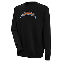 Men's Antigua  Black Los Angeles Chargers Victory Crewneck Pullover Sweatshirt