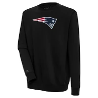 Men's Antigua  Black New England Patriots Victory Crewneck Pullover Sweatshirt