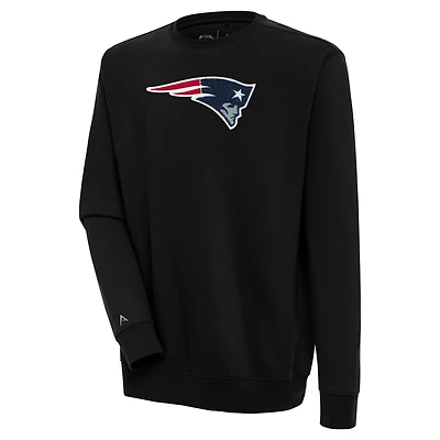 Men's Antigua  Black New England Patriots Victory Crewneck Pullover Sweatshirt
