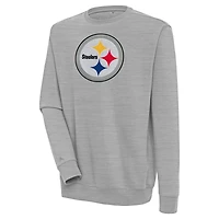 Men's Antigua  Heather Gray Pittsburgh Steelers Victory Crewneck Pullover Sweatshirt