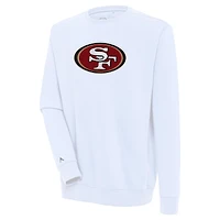 Men's Antigua  White San Francisco 49ers Victory Crewneck Pullover Sweatshirt