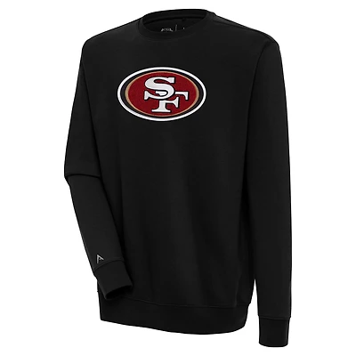 Men's Antigua  Black San Francisco 49ers Victory Crewneck Pullover Sweatshirt