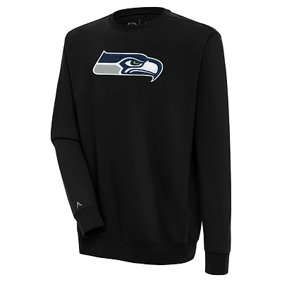 Men's Antigua  Black Seattle Seahawks Victory Crewneck Pullover Sweatshirt