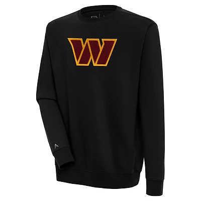 Men's Antigua Black Washington Commanders Victory Crewneck Pullover Sweatshirt