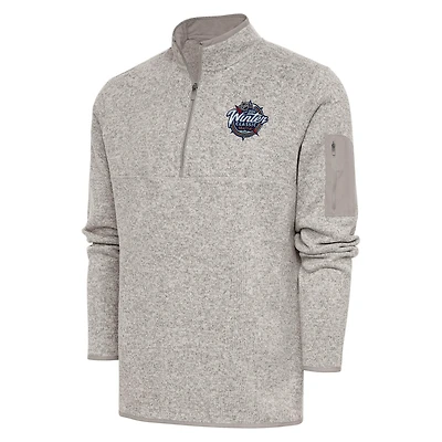 Men's Antigua  Oatmeal 2024 Winter Classic Fortune Quarter-Zip Pullover Jacket