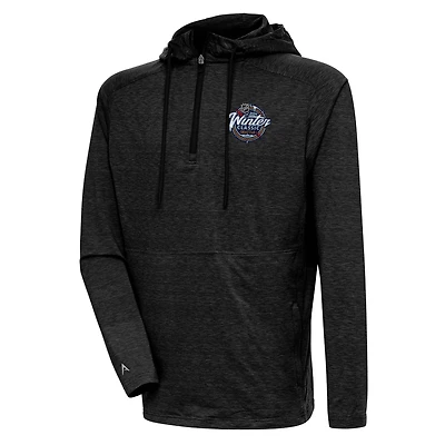 Men's Antigua  Heather Black 2024 Winter Classic Spikes Raglan Quarter-Zip Hoodie