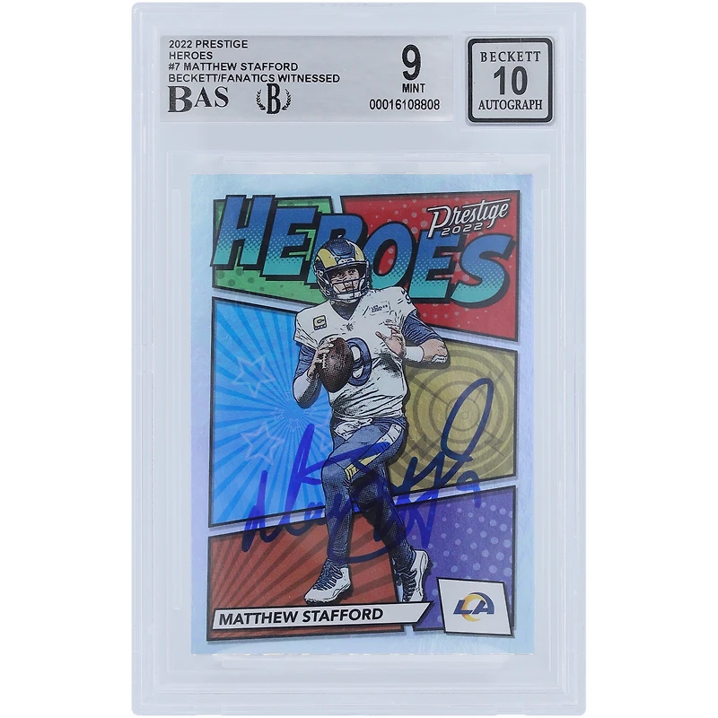Matthew Stafford Los Angeles Rams Autographed 2022 Panini Prestige Heroes #H-7 Beckett Fanatics Witnessed Authenticated 9/10 Card