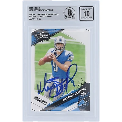 Matthew Stafford Detroit Lions Autographed 2009 Donruss Score #371 Beckett Fanatics Witnessed Authenticated 10 Rookie Card
