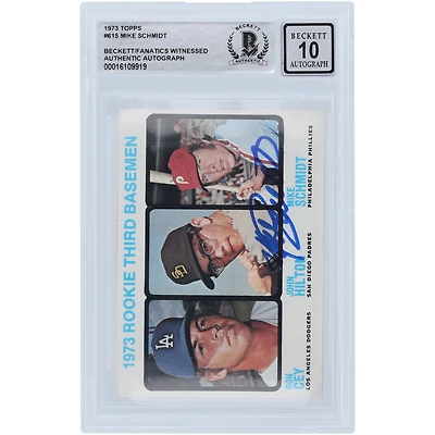 Mike Schmidt Philadelphia Phillies Autographed 1973 Topps Series 2 #615 Beckett Fanatics Witnessed Authenticated 10 Rookie Card