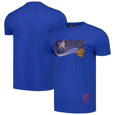 Unisex Mitchell & Ness  Royal Philadelphia 76ers Hardwood Classics MVP Throwback Logo T-Shirt