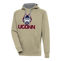 Men's Antigua Khaki UConn Huskies Victory Pullover Hoodie
