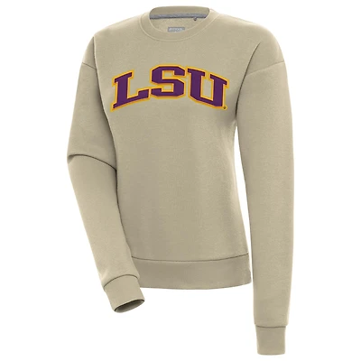 Women's Antigua  Khaki LSU Tigers Victory Pullover Sweatshirt