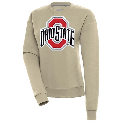 Women's Antigua Khaki Ohio State Buckeyes Victory Pullover Sweatshirt
