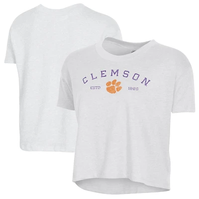 Women's Alternative Apparel  White Clemson Tigers Retro Jersey Headliner Cropped T-Shirt