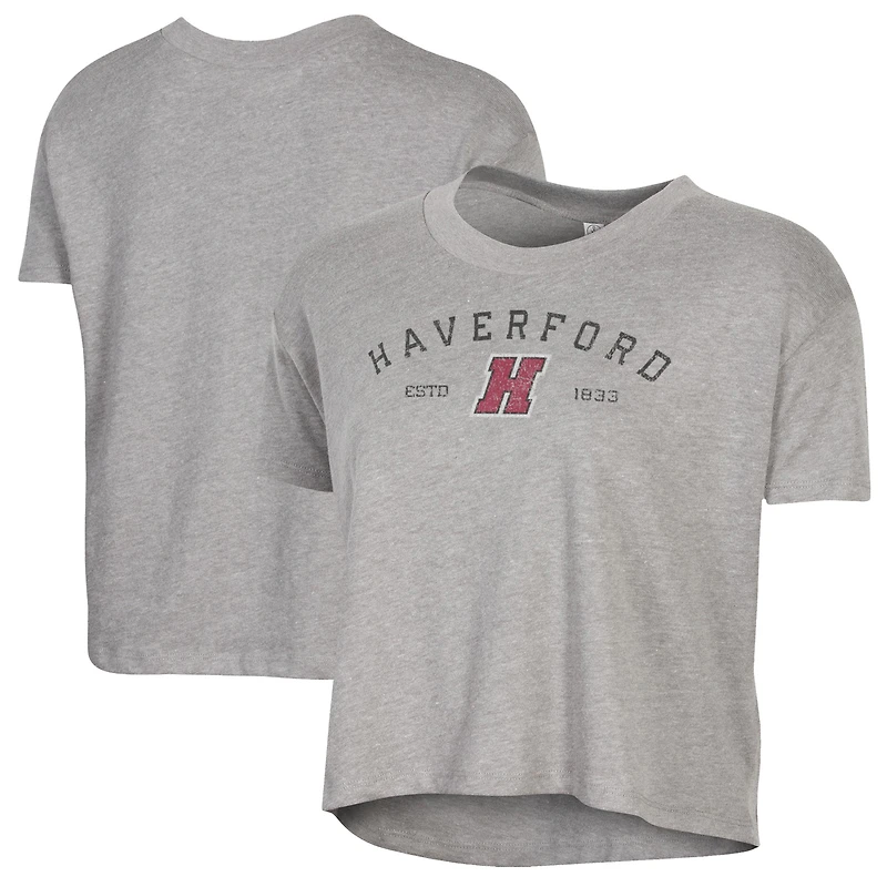 Women's Alternative Apparel  Gray Haverford College Retro Jersey Headliner Cropped T-Shirt