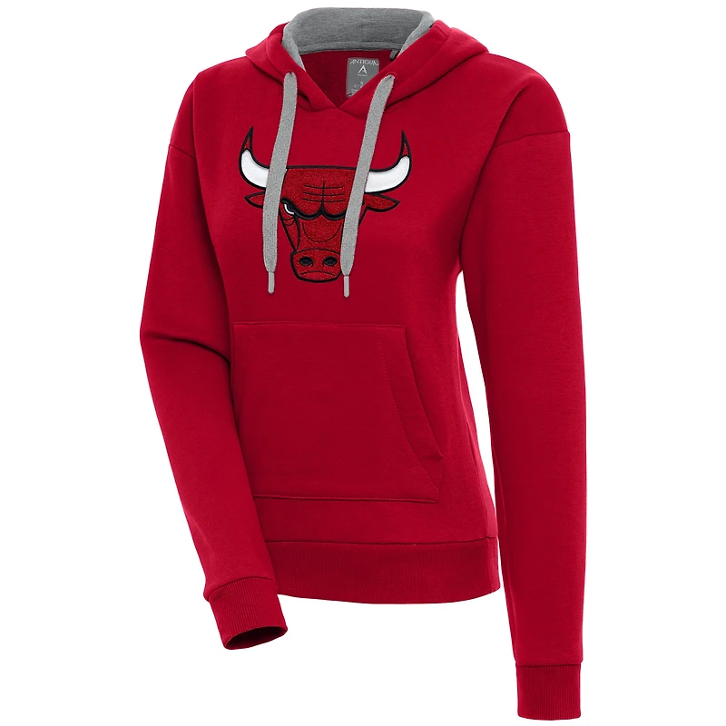 Women's Antigua  Red Chicago Bulls Victory Pullover Hoodie