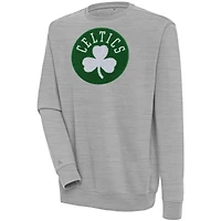 Men's Antigua  Heather Gray Boston Celtics Victory Crewneck Pullover Sweatshirt