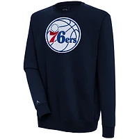 Men's Antigua  Navy Philadelphia 76ers Victory Crewneck Pullover Sweatshirt