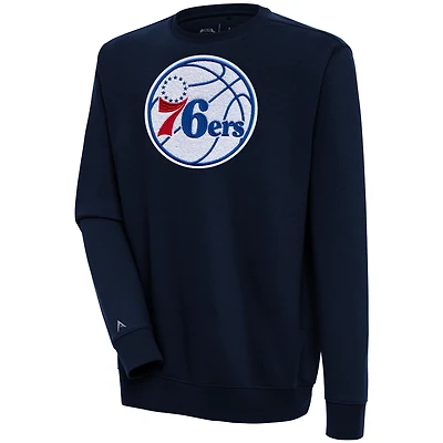 Men's Antigua  Navy Philadelphia 76ers Victory Crewneck Pullover Sweatshirt