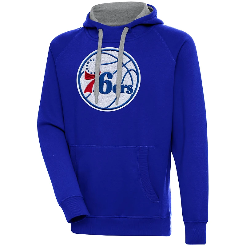 Men's Antigua  Royal Philadelphia 76ers Victory Pullover Hoodie
