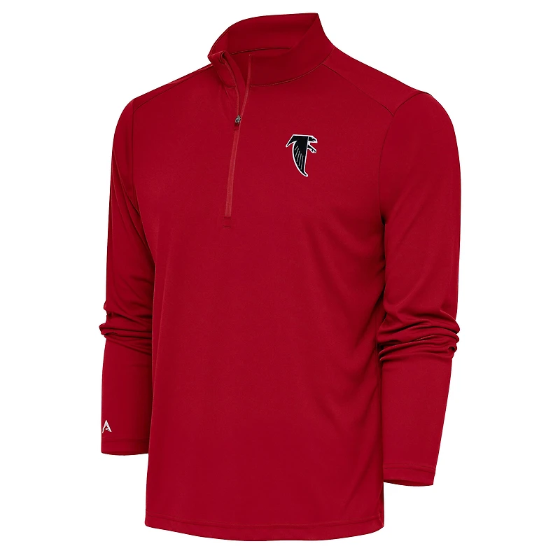 Men's Antigua Red Atlanta Falcons Throwback Logo Tribute Quarter-Zip Pullover