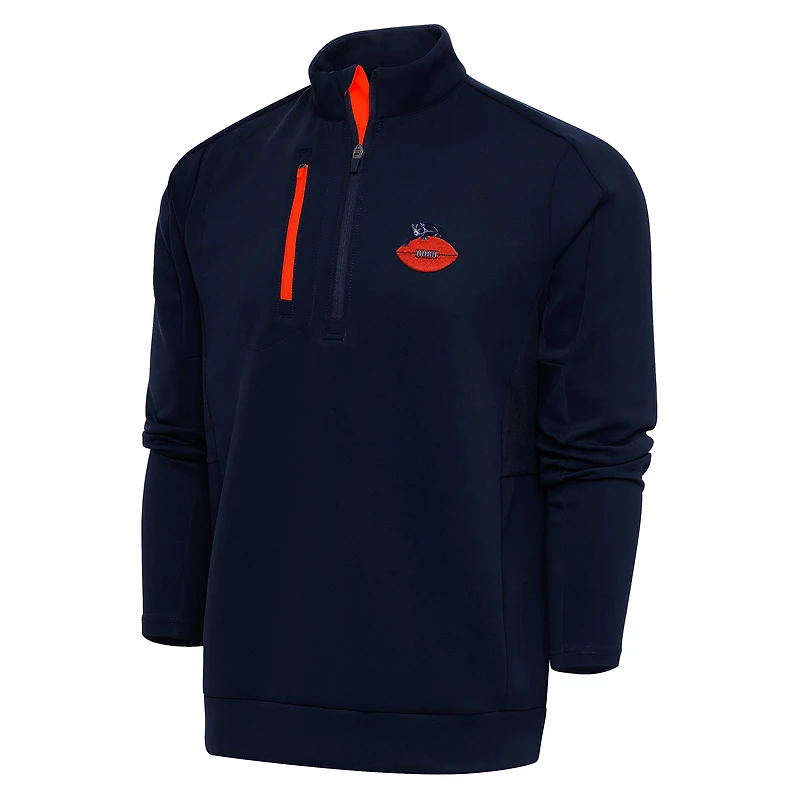 Men's Antigua Navy Chicago Bears Throwback Logo Generation Quarter-Zip Pullover Top