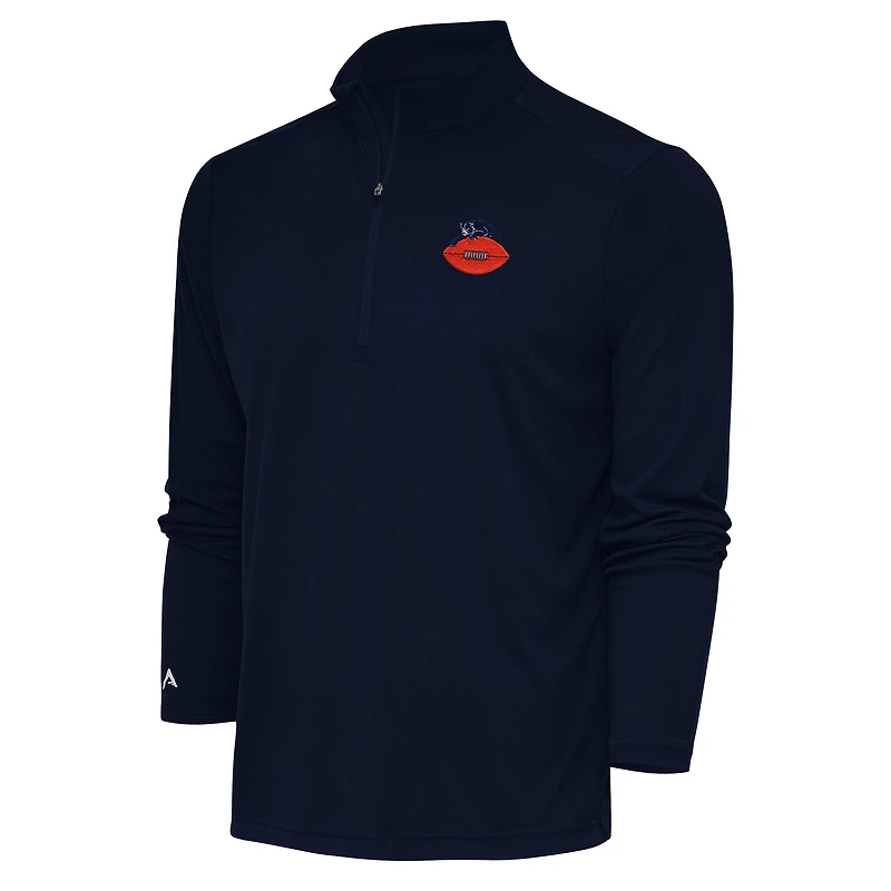 Men's Antigua Navy Chicago Bears Throwback Logo Tribute Quarter-Zip Pullover
