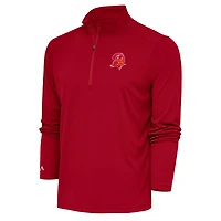 Men's Antigua Red Tampa Bay Buccaneers Throwback Logo Tribute Quarter-Zip Pullover