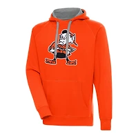 Men's Antigua Orange Cleveland Browns Throwback Logo Victory Pullover Hoodie
