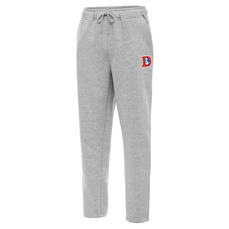 Men's Antigua Heather Gray Denver Broncos Throwback Logo Victory Sweatpants