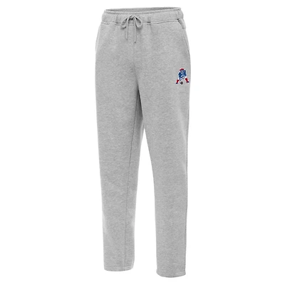 Men's Antigua Heather Gray New England Patriots Throwback Logo Victory Sweatpants