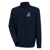 Men's Antigua Navy New England Patriots Throwback Logo Victory Quarter-Zip Pullover Top