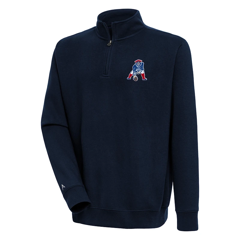 Men's Antigua Navy New England Patriots Throwback Logo Victory Quarter-Zip Pullover Top