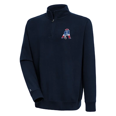 Men's Antigua Navy New England Patriots Throwback Logo Victory Quarter-Zip Pullover Top