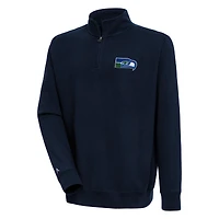 Men's Antigua Navy Seattle Seahawks Throwback Logo Victory Quarter-Zip Pullover Top