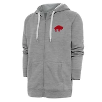 Men's Antigua Heather Gray Buffalo Bills Throwback Logo Victory Full-Zip Hoodie