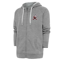Men's Antigua Heather Gray Cleveland Browns Throwback Logo Victory Full-Zip Hoodie
