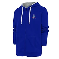 Men's Antigua Royal New England Patriots Throwback Logo Victory Full-Zip Hoodie