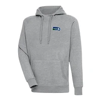 Men's Antigua Heather Gray Seattle Seahawks Throwback Logo Victory Pullover Hoodie