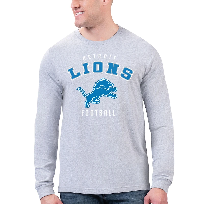Men's Starter  Gray Detroit Lions Logo Graphic Long Sleeve T-Shirt