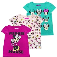 Toddler Minnie Mouse Green/Gray/Pink Graphic 3-Pack T-Shirt Set