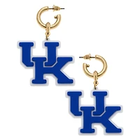 Women' CANVAS Style Kentucky Wildcats Resin Logo Drop Hoop Earrings