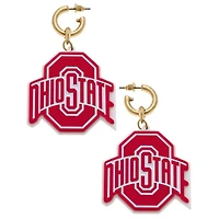 Women' CANVAS Style Ohio State Buckeyes Resin Logo Drop Hoop Earrings